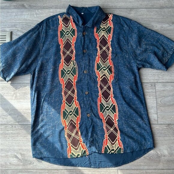 Vintage Novelty Pattern Short Sleeve  Button Down Shirt - Picture 3 of 12